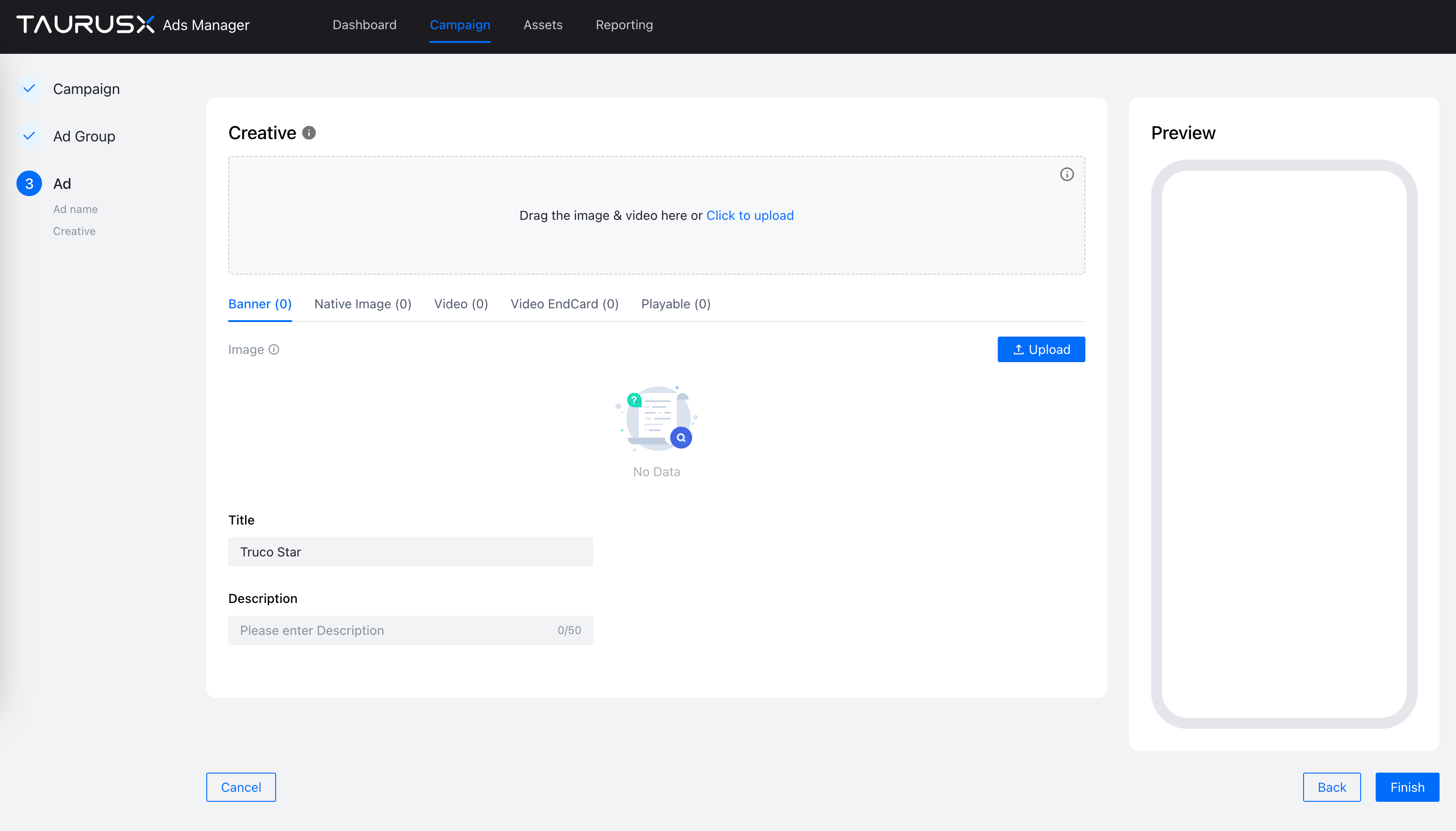 Ad Creative Setup Example